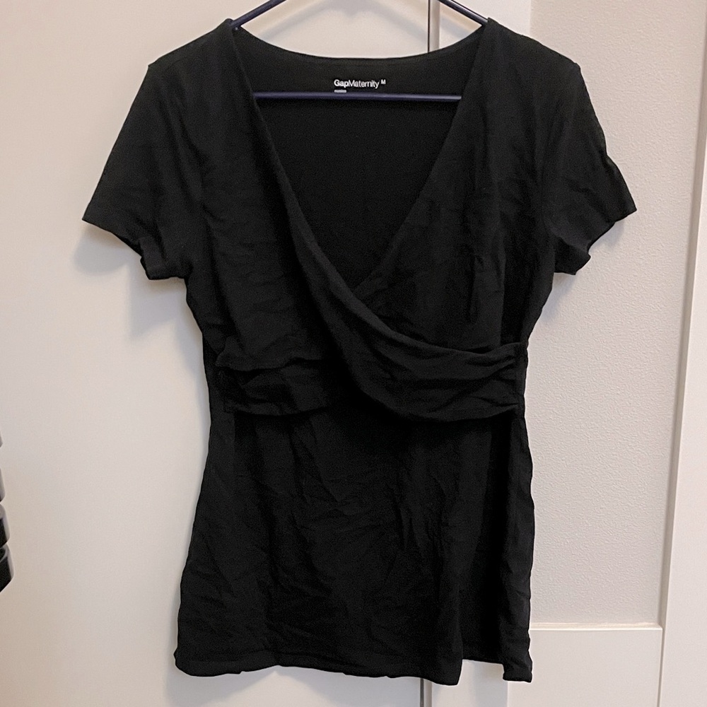 GAP Elegant Black Wrap Blouse